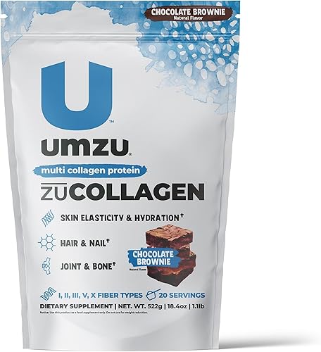 UMZU zuCollagen Protein - 5 tipos de colágeno, vitaminas para el cabello, las uñas y la piel, 0.71 onzas de proteína, apoya la elasticidad de la