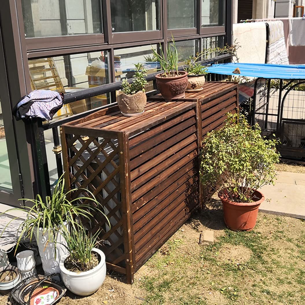 CENAP Air Conditioner Fence Screen, Flower Stand Outdoor Shell Blinds, Wooden Air Conditioner Cover, Plant Stand Anti-Corrosion Privacy Screen, 4 Sizes (Size : 120x58x100cm)