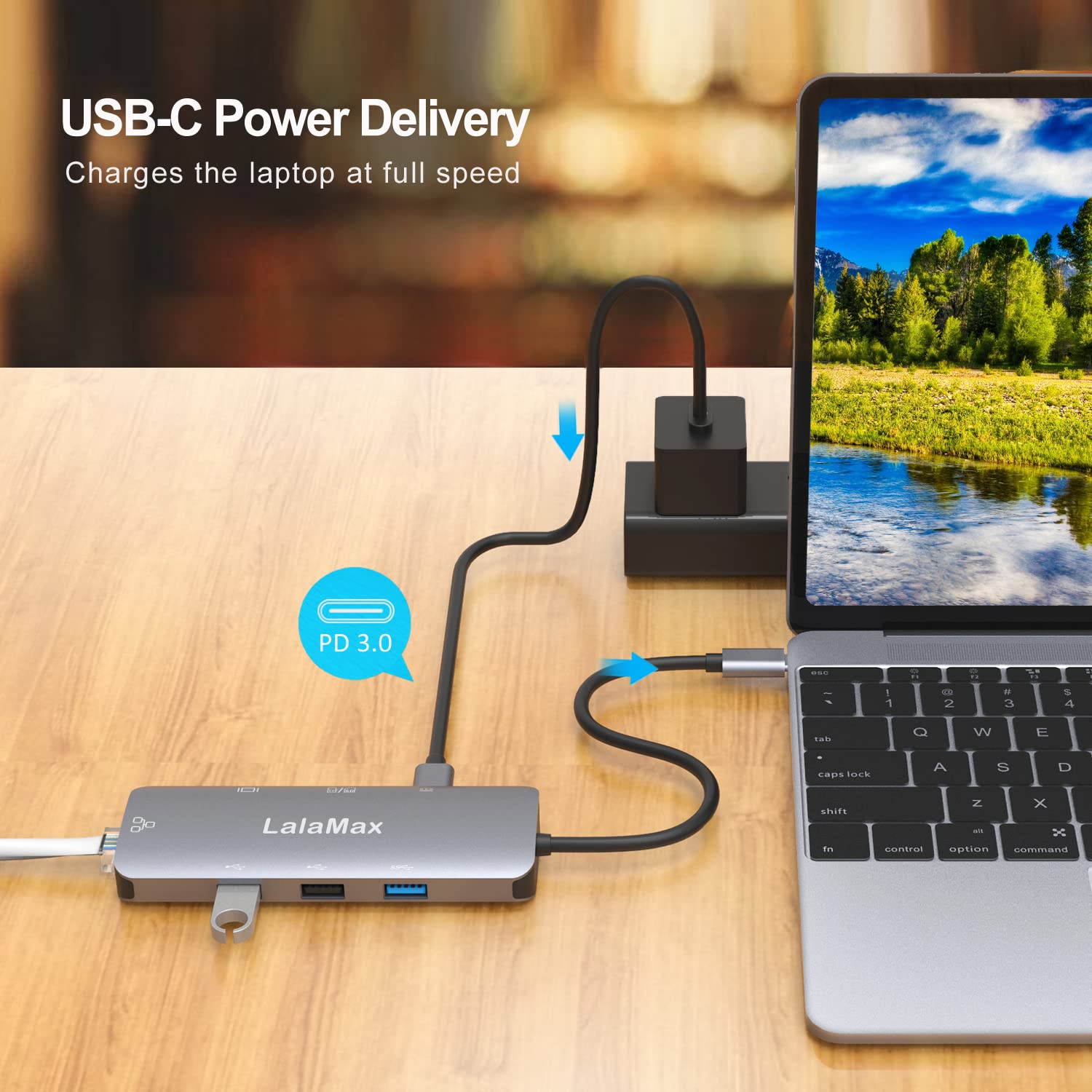 Koncentrator USB C do MacBooka Pro 9 w 1, HDMI 4K, Ethernet, czytnik kart SD/TD, USB 3.0, VGA, USB 2.0 i zasilaczem, adapter USB C, kompatybilny z MacBook/Windows
