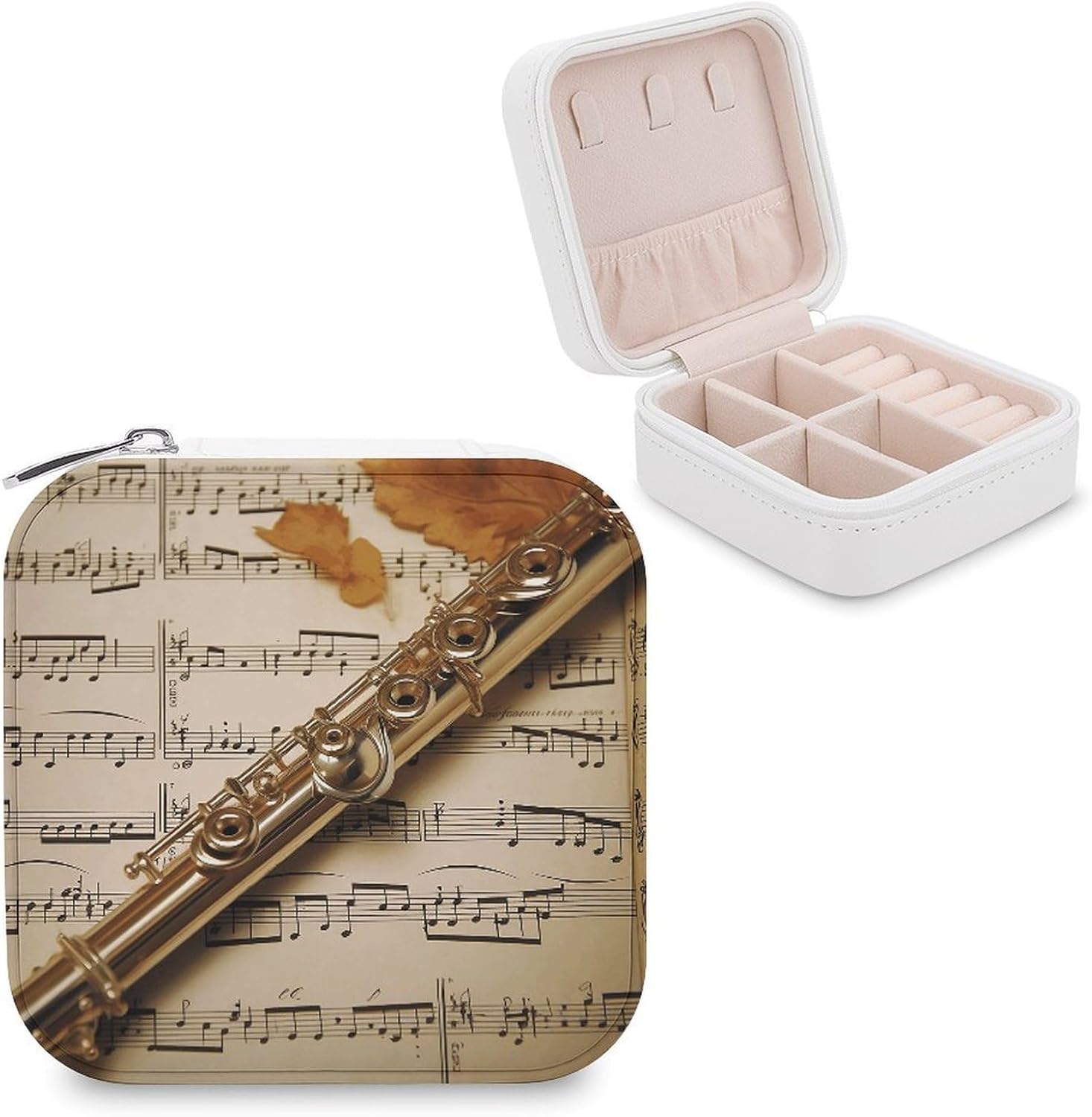 Flute Music Jewelry Box Portable Jewelry Organizer With Multi Compartments Trinket Storage Case Fashion Necklace Storage For Travel Home Use Mother’S Day Birthday Gift Trinket Holder