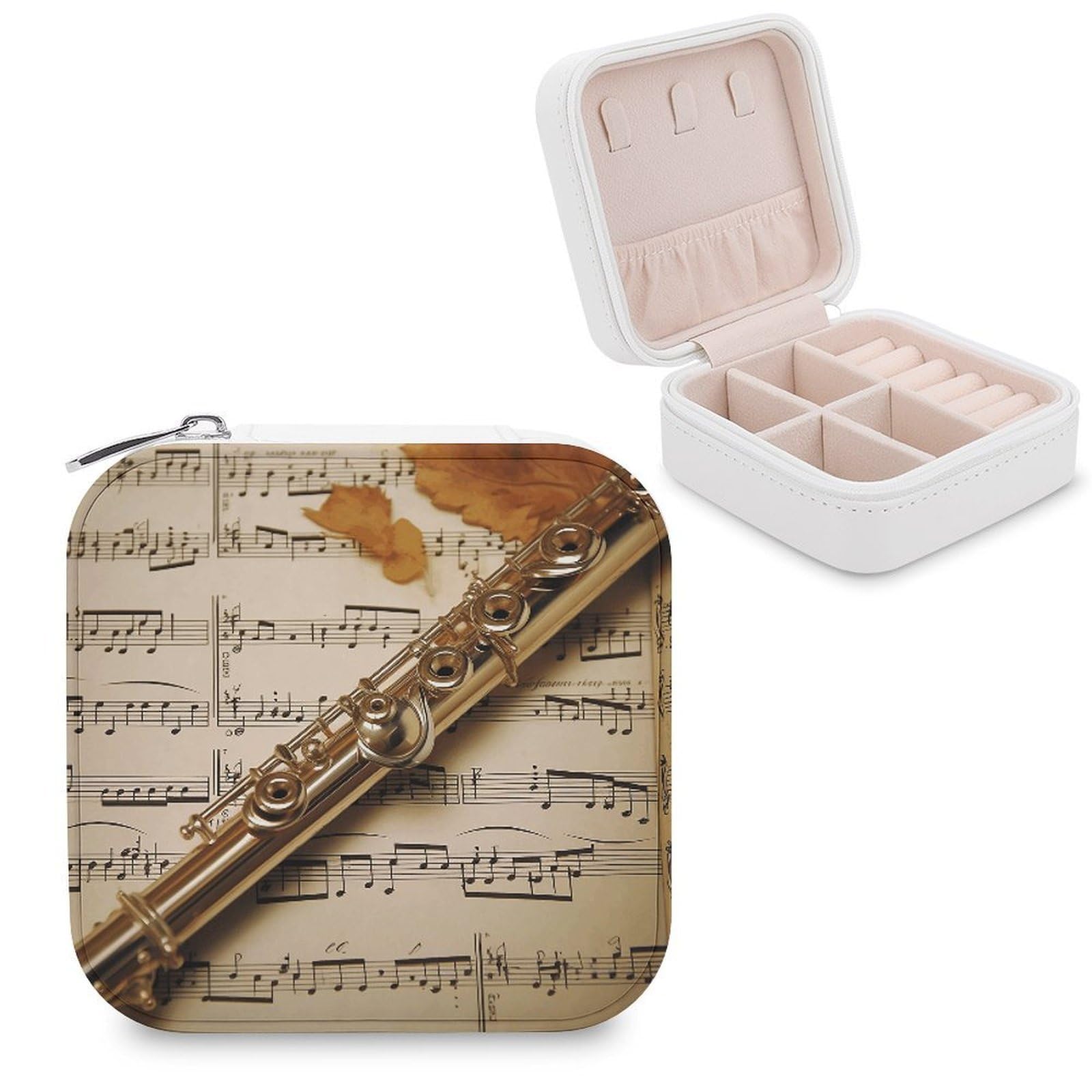 VstaDank Flute Music Jewelry Box for Women Custom Travel Jewelry Case Personalized Travel Jewelry Boxes Small Portable Jewelry Organizer Box for Rings Necklaces Bracelets Earring