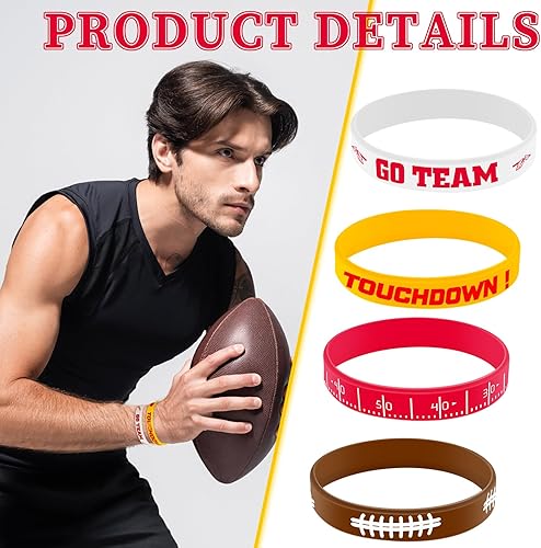 Miniatura 3 de Deekin 32 pulseras de silicona de fútbol para fiestas, pulseras motivacionales de goma para hombres, mujeres, fanáticos de fiesta, temática