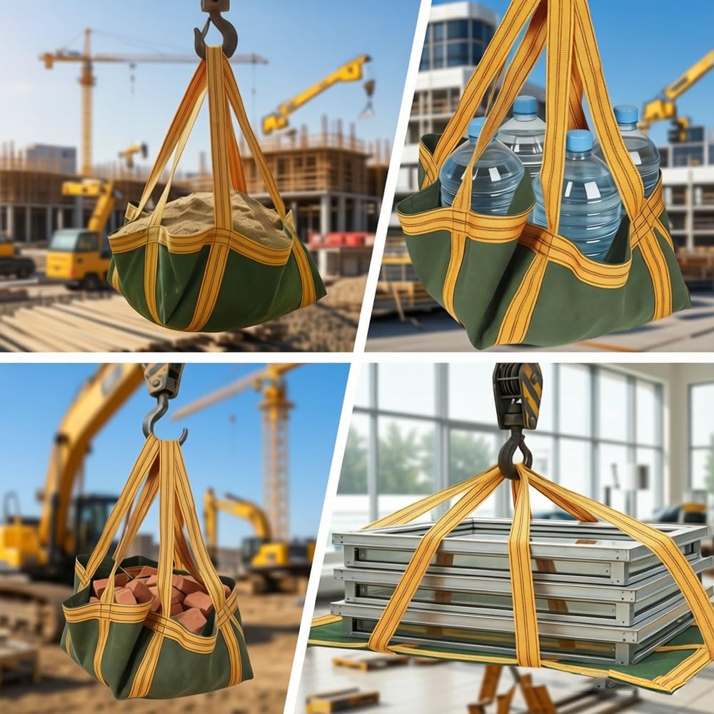 Hebe-Hebenetz 1x1 m Ladung Hängendes Hebenetz, Frachtnetz Tragfähigkeit 1T | Frachtnetz zum Be und Entladen von Fracht, Ladungsnetz aus Nylon und Leinwand, Schutznetz Gepäcknetz Ladungssicherung