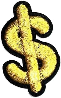 ONCEX Dollar Cartoon Patches Sticker Shiny Gold Dollar Sign Embroidered Iron On Applique Patch for Backpacks Hat Jeans Jackets T-Shirt Clothing