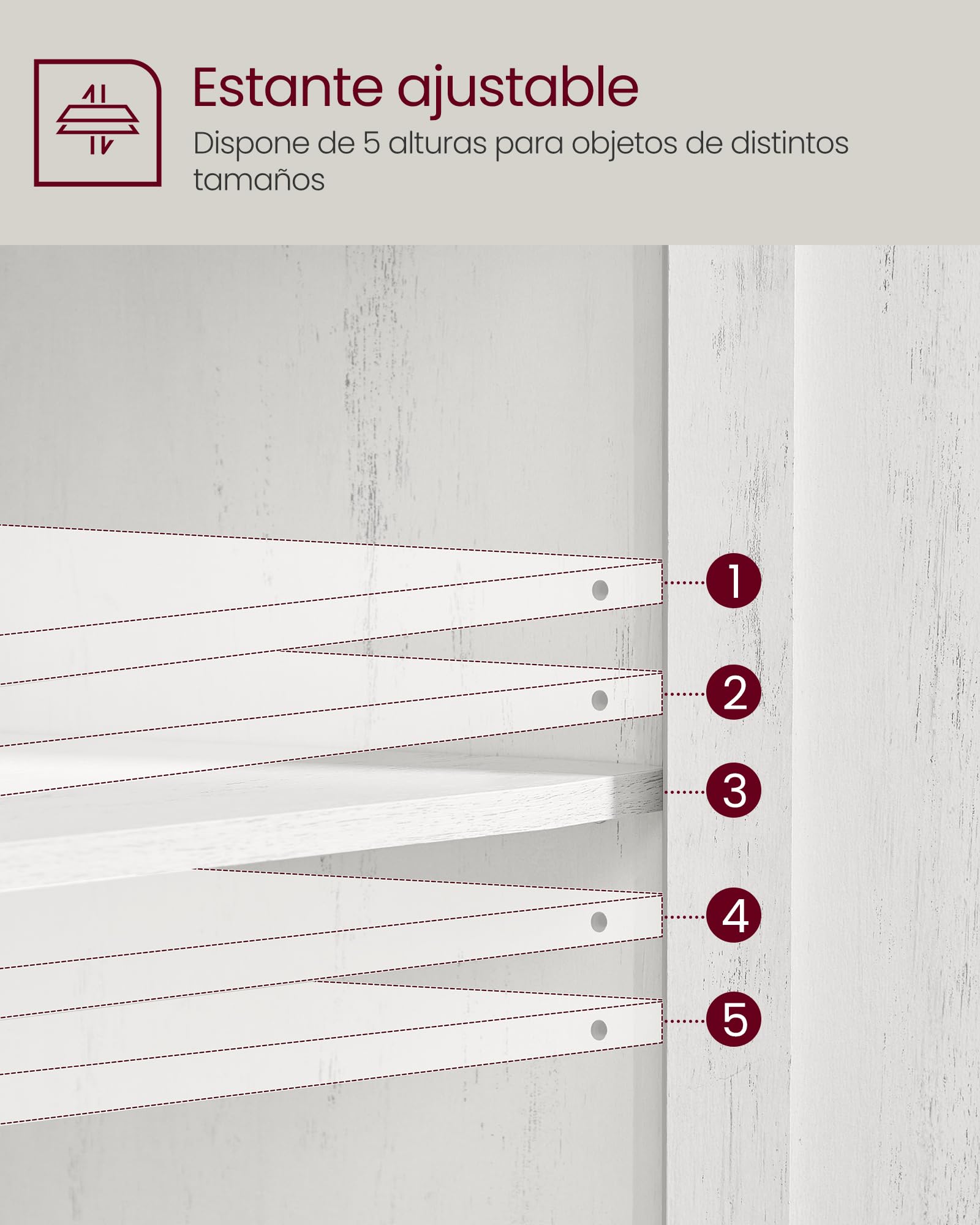 VASAGLE LIRY Colección - Aparador, Armario de Almacenaje con Cajón, Armario de Cocina con Puertas y Estante Regulable, para Salón, Comedor, 40 x 80 x 80 cm, Blanco Rústico y Marrón Miel BBK341W01