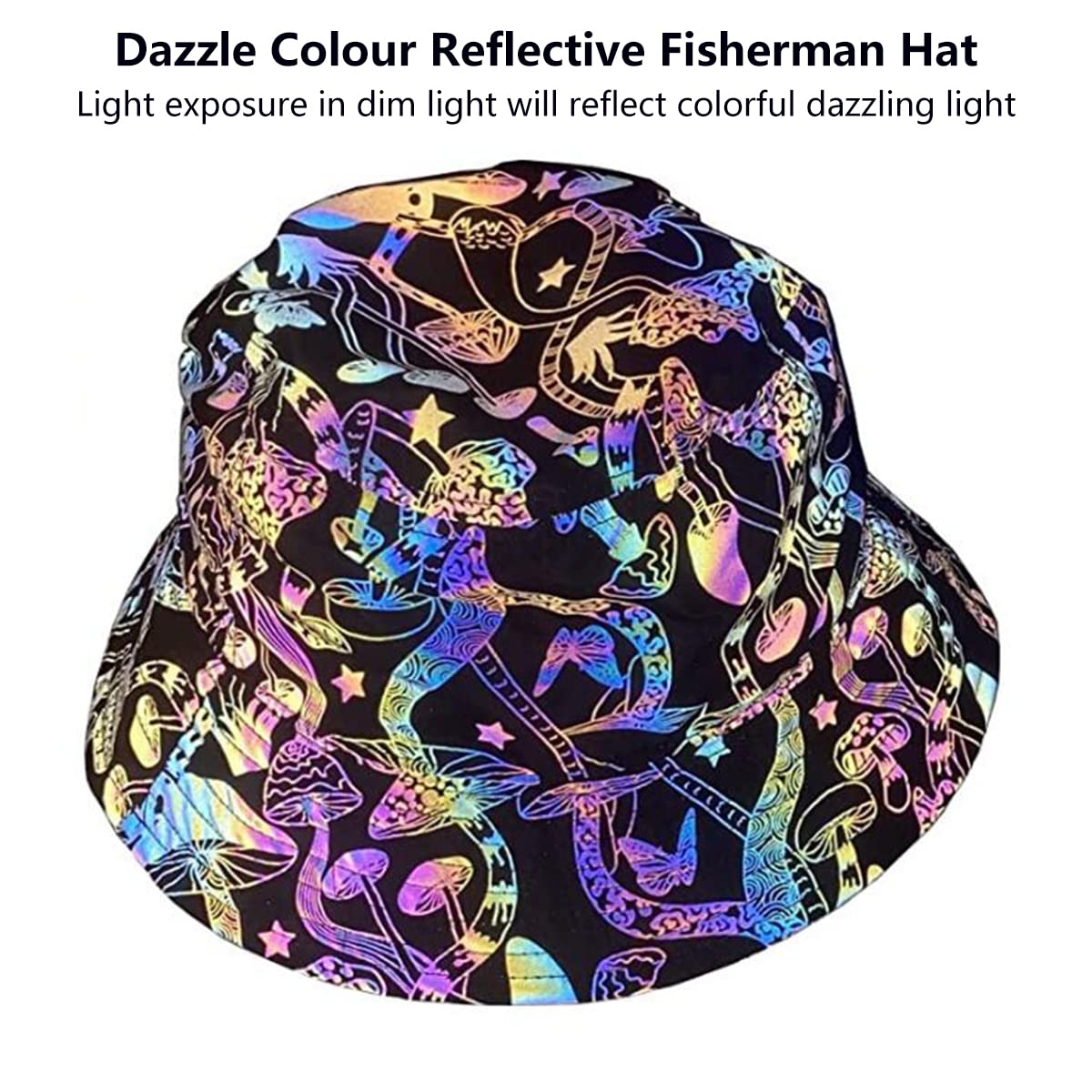 Chapeau Bob Réfléchissant Rouge De Couleur Unie Pour Homme Et Femme, Casquette De Pêcheur Unisexe, Chapeau De Rave, Décontracté Et Lumineux, Impression Double Face, Noir, Taille Unique