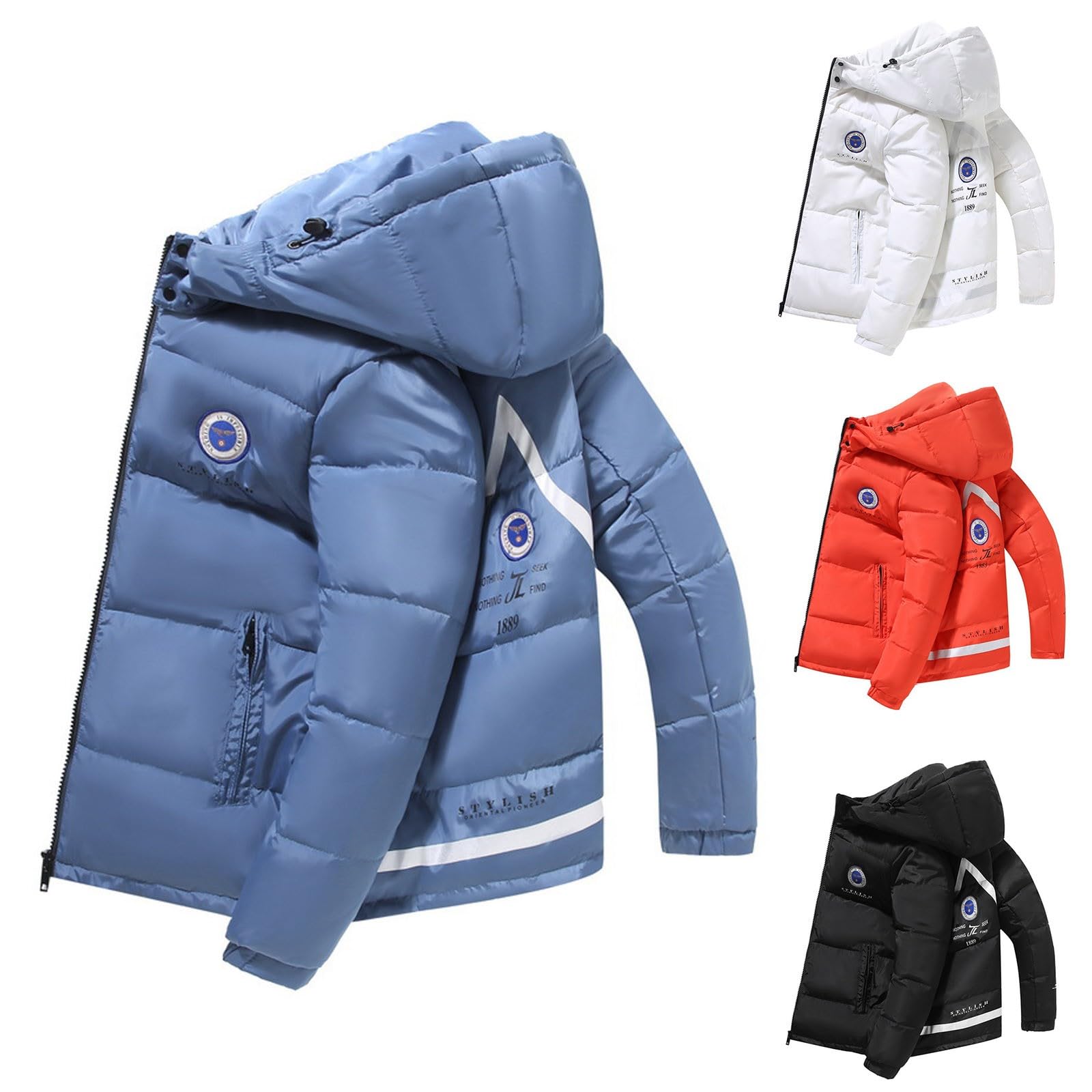 Generisch Herrenmantel Wollmischung, farbige Jacke mit Lockerem vielseitigem Stehkragen, warme Ski-/ (Black, M)