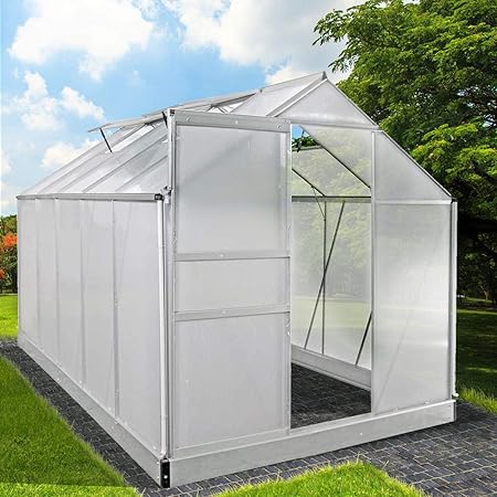 BRAST Gewächshaus Aluminium mit Fundament rostfrei 310x190x195cm Silber 6mm Platten 37 Modelle Alu Treibhaus Glashaus Tomatenhaus