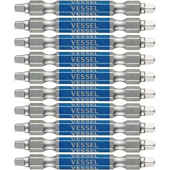 Vessel 40V Compatible Double-Headed Square Rigid Bit, SQ3 65, Set of 10, GS10PSQ3065F