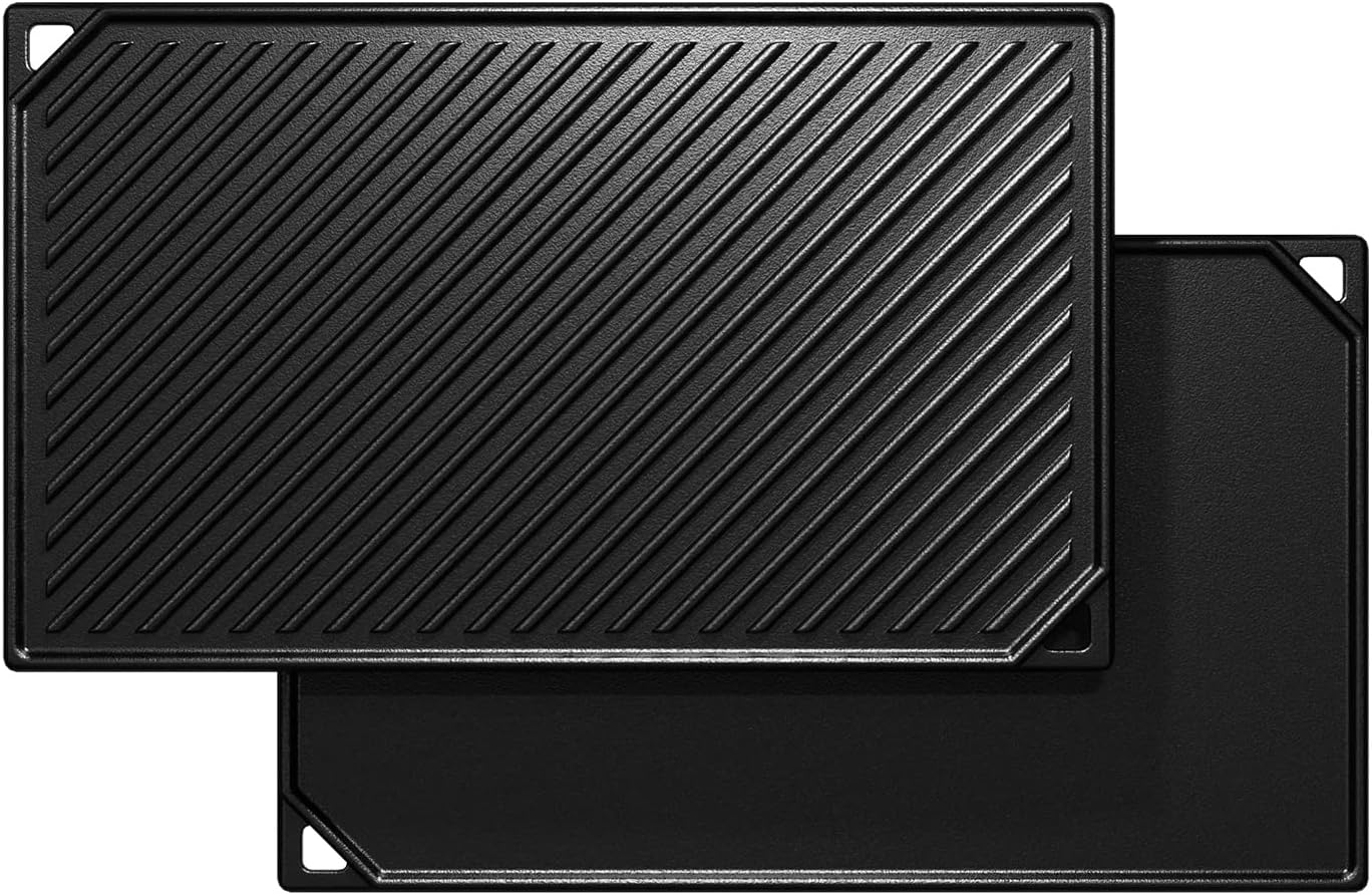 Hisencn Cast Iron Griddle, Nonstick Reversible Griddle for