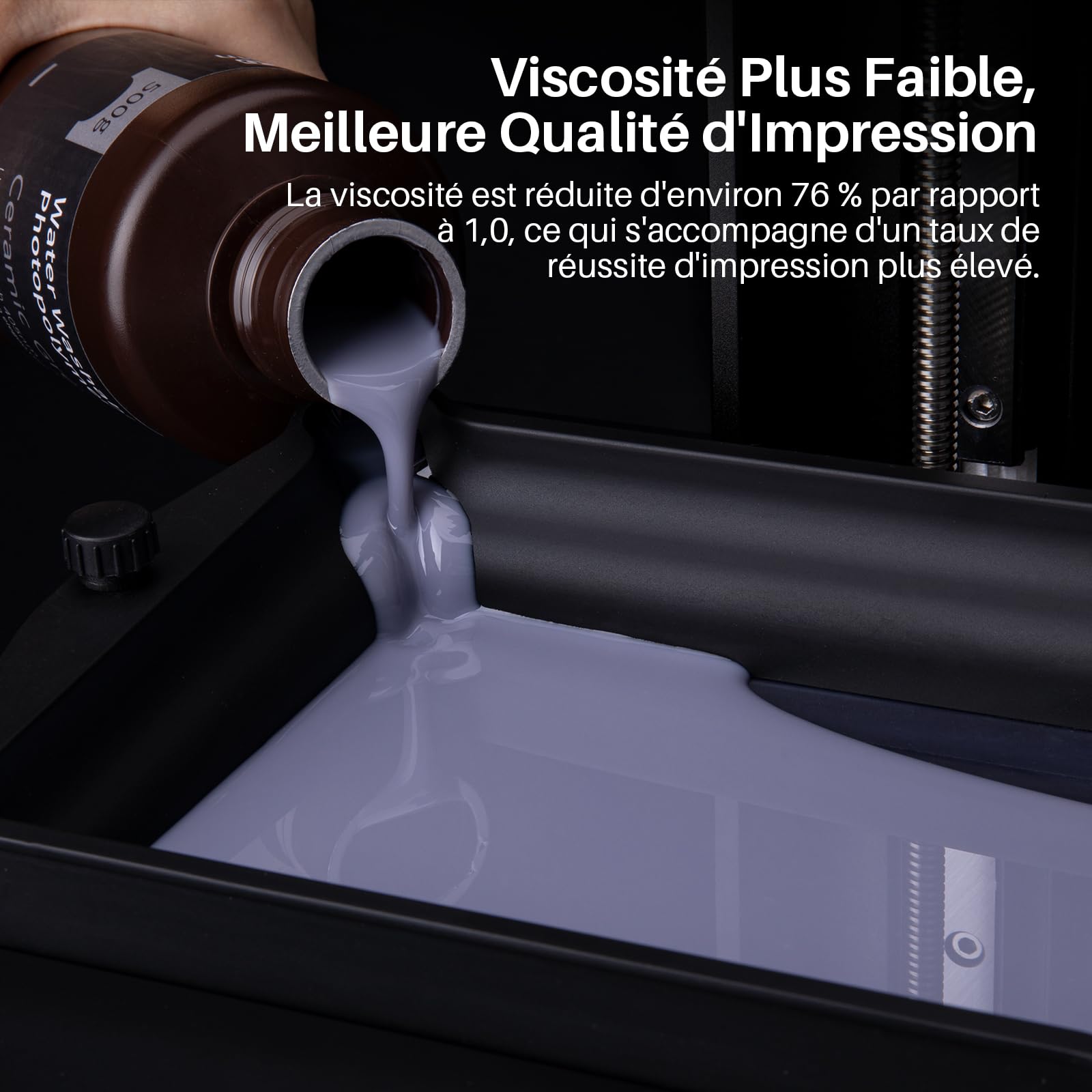 ELEGOO Résine Lavable à l'Eau 2.0, Jaune 2000g, Liquide d'Impression 3D à Durcissement Rapide à UV de 395-405 nm, Résine Imprimante 3D Water Washable pour imprimantes 3D LCD/SLA/DLP
