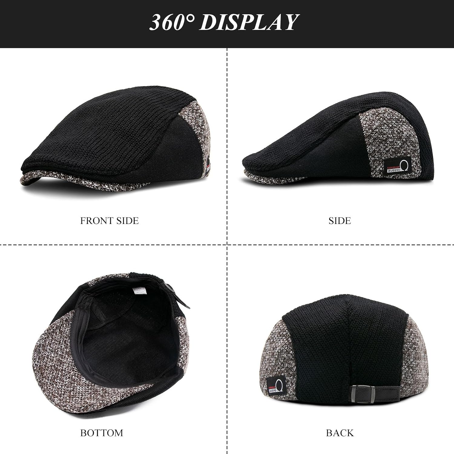 YAMEIZE Winter Tweed Flat Cap - Newsboy Hat Warm Flat Cap Ivy Cap Trendy Beret Autumn Driving Outdoor for Men Women