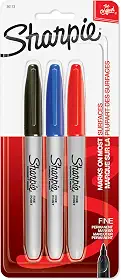 MARCADOR PERMANENTE SHARPIE FINA PT/AZ/VM BL C/3 un - 30173PP