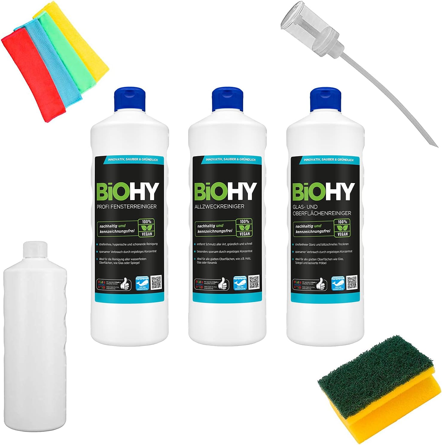 BIOHY Glass and Surface, Window, AllPurpose Cleaner Complete Set