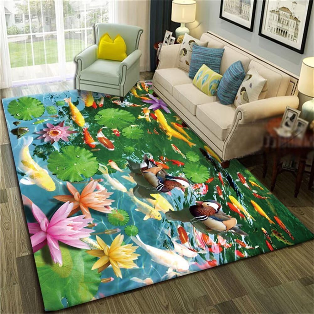 Tapis de sol salon vert fluo effet 3D pour transformer votre coin gaming