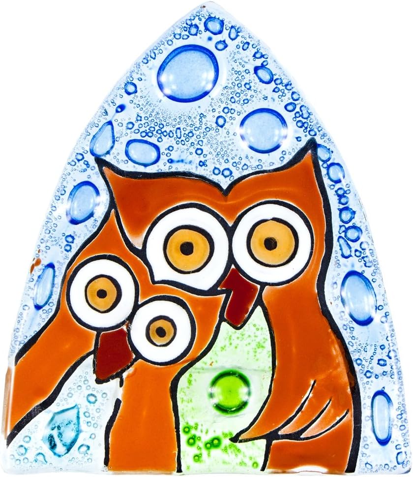 Pampeana Animal World - Owl Duo Fused Glass Nightlight Cover - Multi