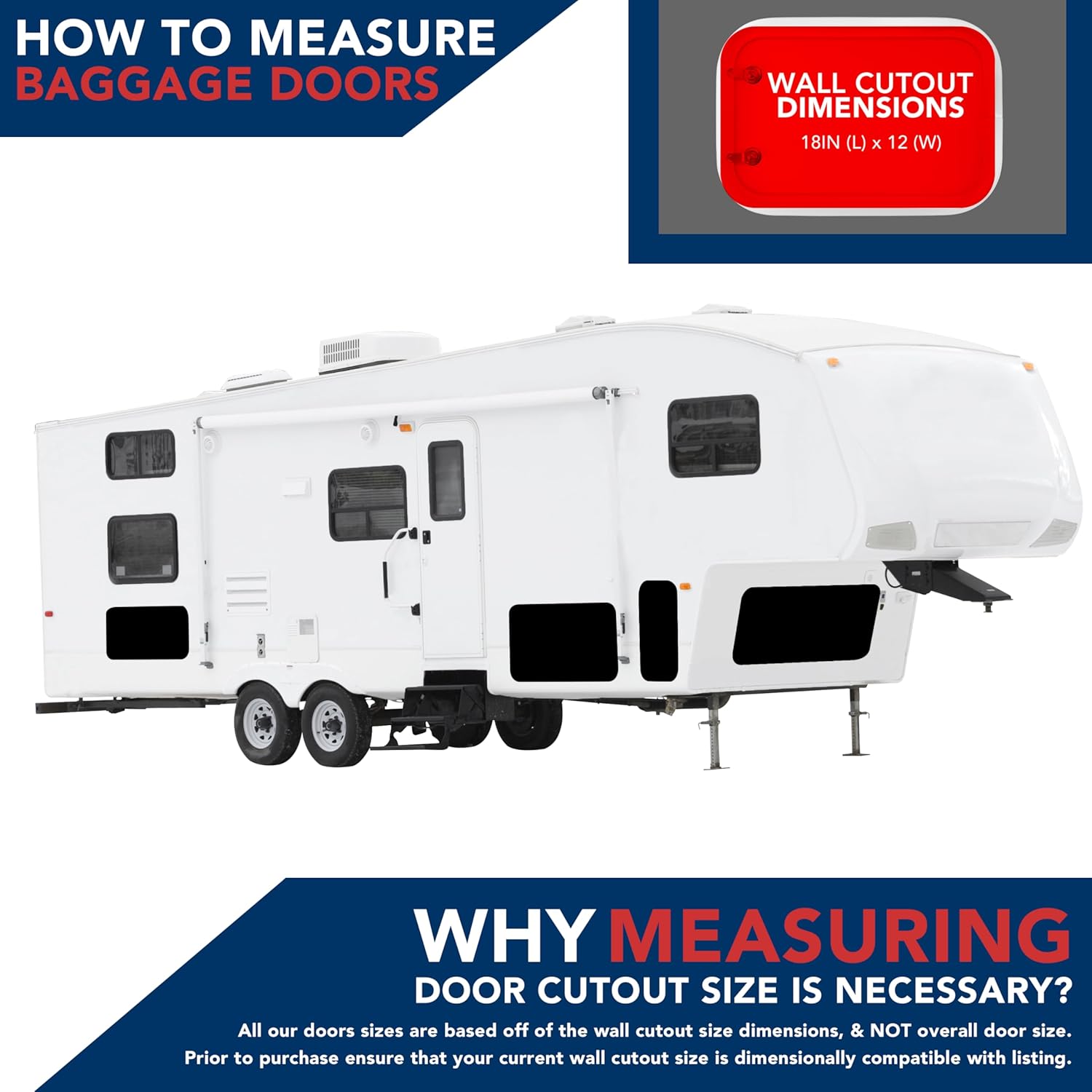 RV Baggage Door 18" Wide x 12" High with Rounded Corners for RVs | Compartment Storage Doors with Top Hinge for Campers | Trailer Compartment Doors