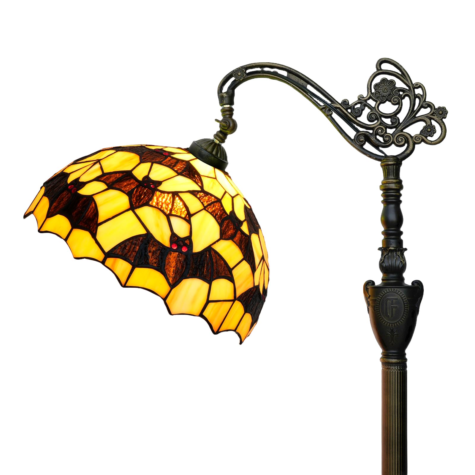 Lampa podłogowa Tiffany Czarne nietoperze Witrażowa lampa podłogowa do czytania z regulowanym kloszem Narożna lampa stojąca w stylu Tiffany do sypialni Salon Biuro