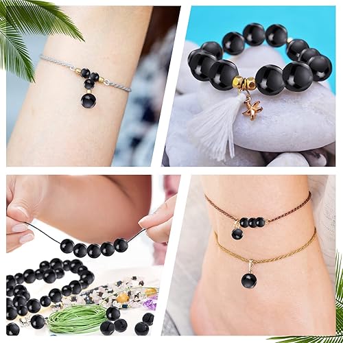 Miniatura 5 de 86 cuentas negras de ónix mate de 0.315 in y 0.394 in para hacer joyas, cuentas de ónix mate, cuentas de energía, cuentas de piedra pulida, cuentas