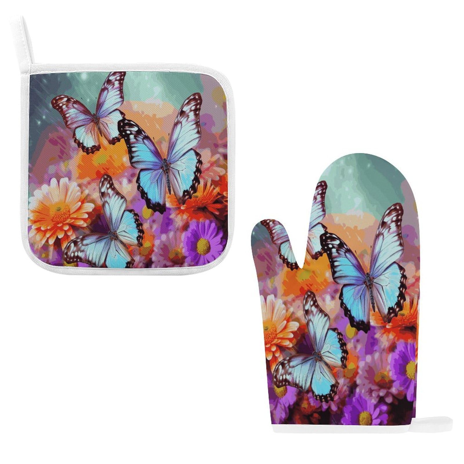 Fodpand Style Flowers Colorful Butterfly Oven Mitts And Pot Holders Sets