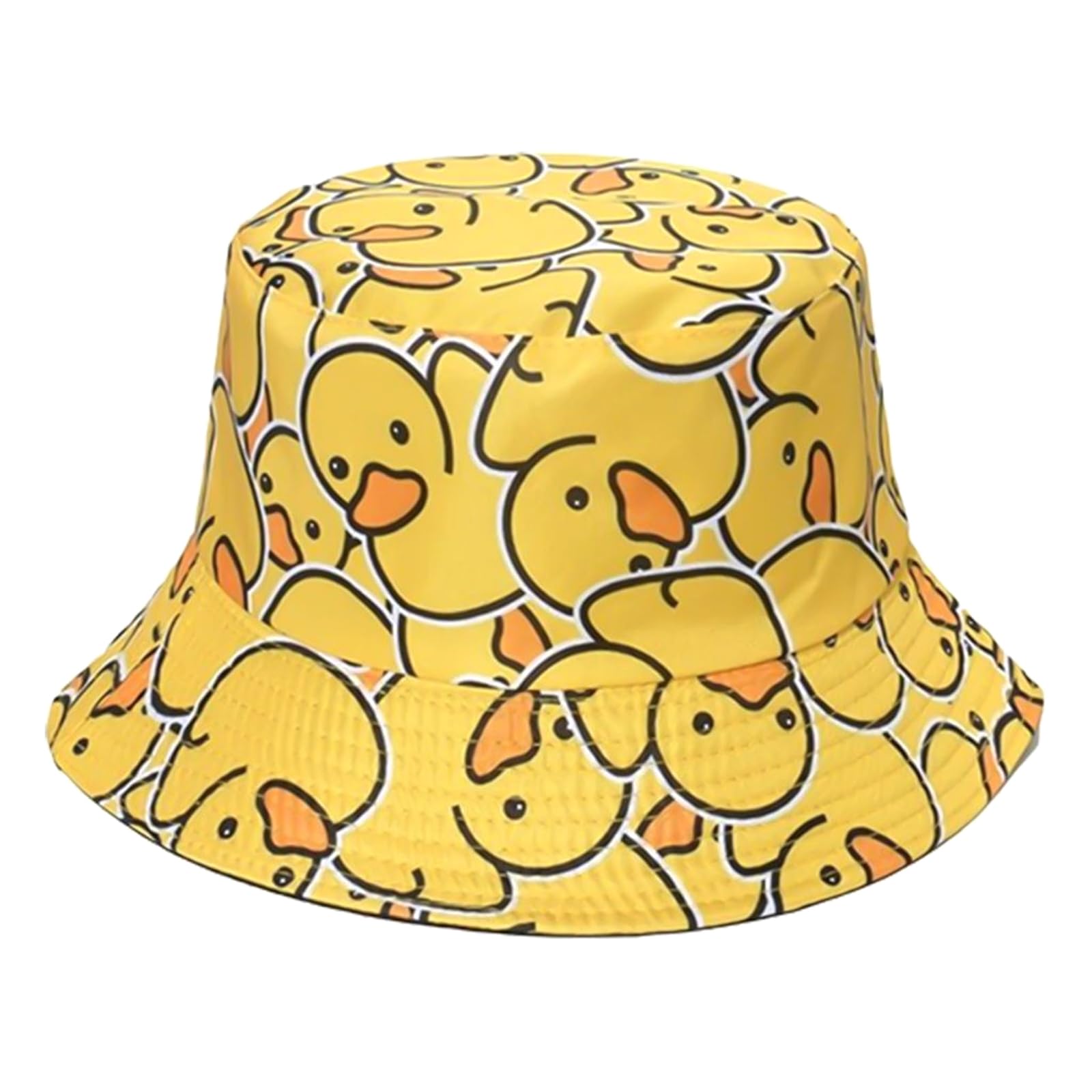 CEEGEWW Duck Bucket Hat, Funny Reversible Duck Print Bucket Hat,Yellow Duck Packable Hat, Unisex Adult Double Sided Bucket Hats,for Outdoor Activities and Casual Outings (Yellow)