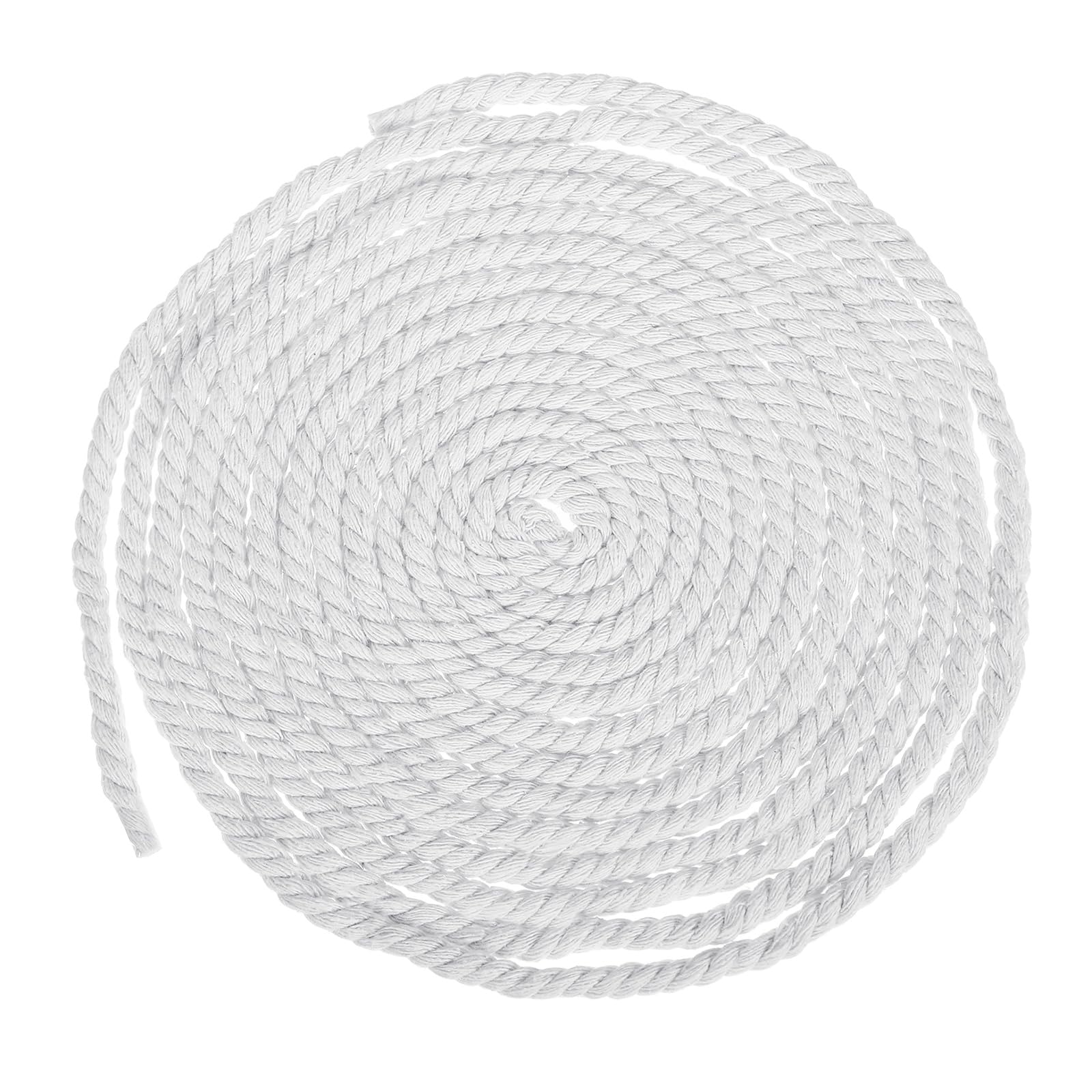 sourcing map 6mmx18Ft White Cotton Rope, 3 Strand Cord