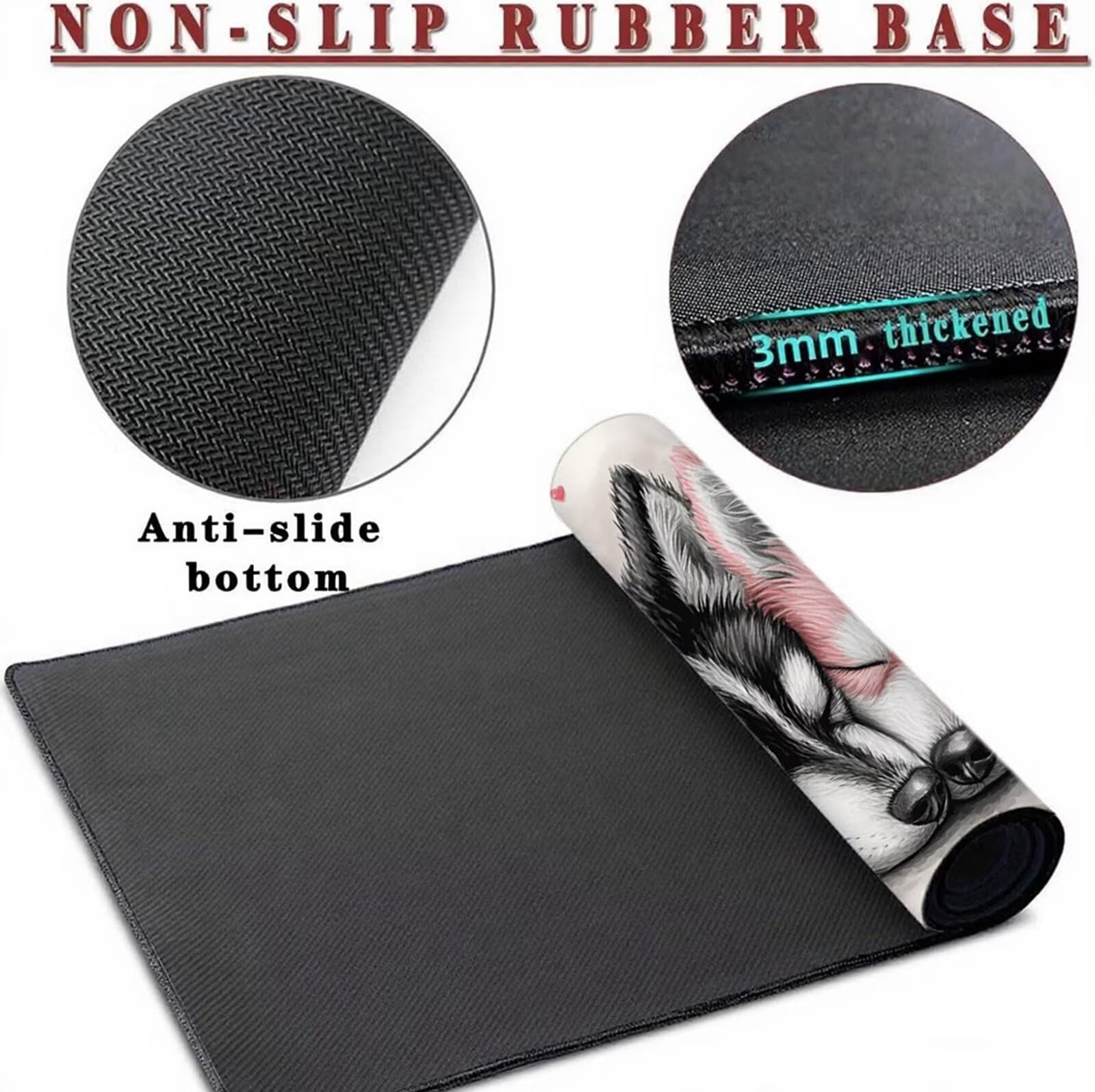 Podkładka pod mysz XXL 1500x800 Wilk Podkładka pod mysz ChiMousepad, japońska podkładka pod mysz podkładka na biurko o dużej precyzji i szybkości Ulepszona antypoślizgowa gumowa podstawa dla graczy i