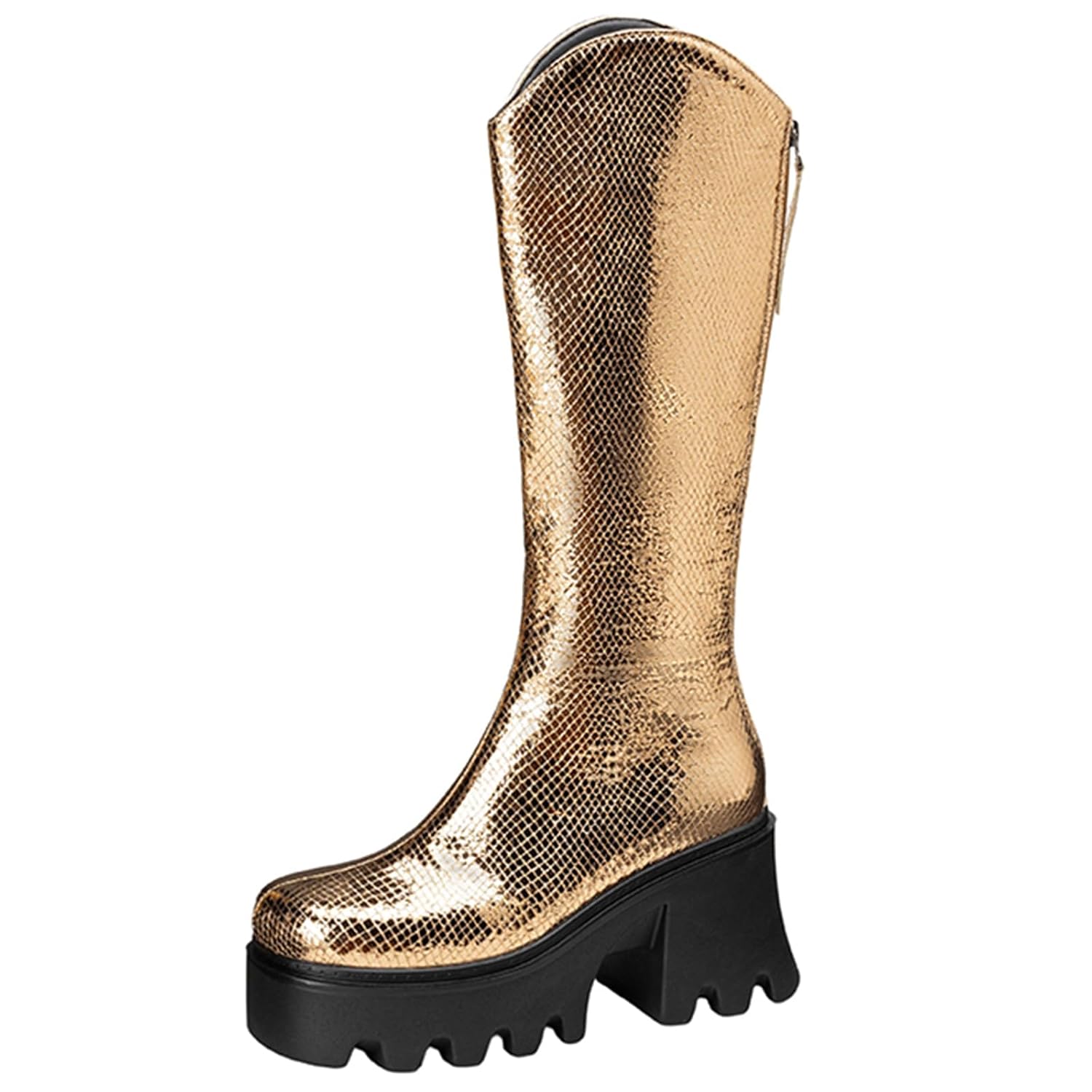 Womens Winter Thick Heel Back Zipper Fashion Boots