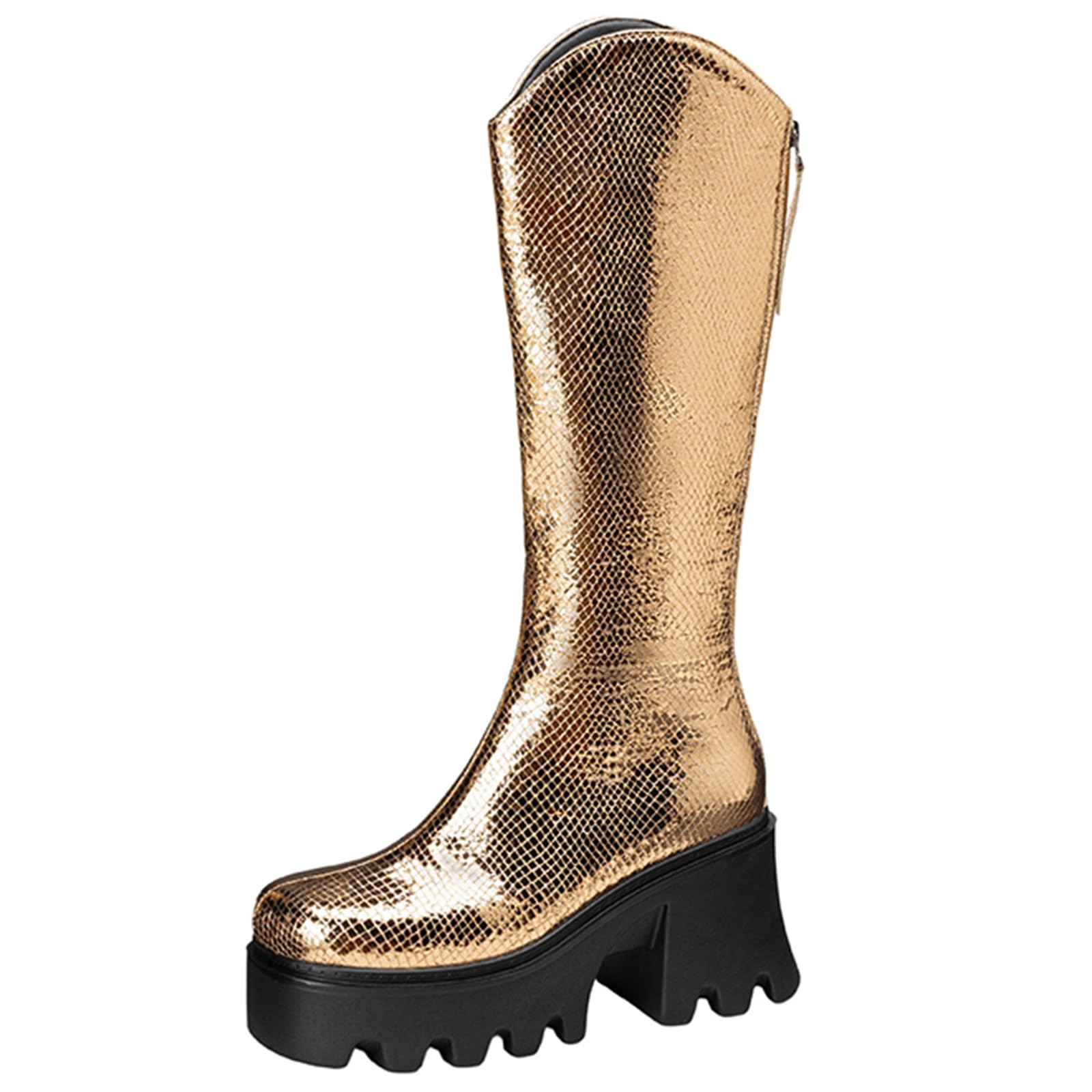 Womens Winter Thick Heel Back Zipper Fashion Boots