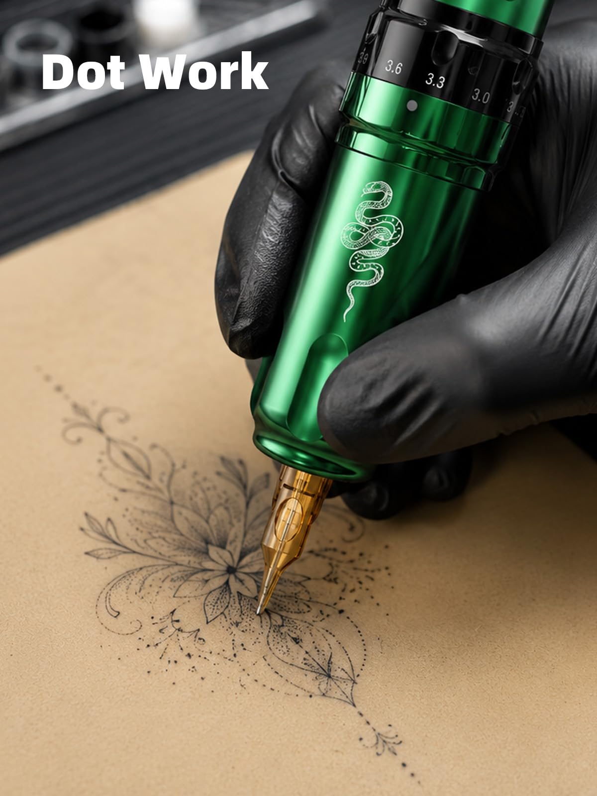 Dragonhawk Tattoo Maschine Set Fold Pro Year of Snake Edition KabelloseTattoo Pen Adjust Stroke Length 2,4-4,2mm, CordlessTattoo Gun von Mcore-C3, 3000mAh mit 2 Akkus & 2 Griffen für Künstler | Kabellose Tätowiermaschine Snake Edition, Mcore-C3 Motor,3000
