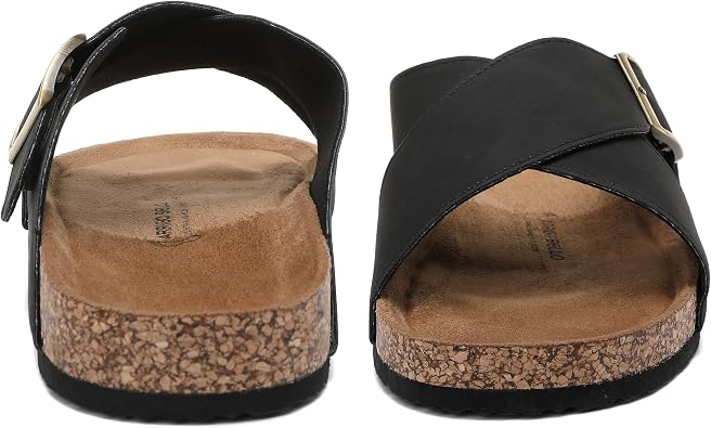 ARRIGO BELLO Sandals Men's Comfortable Leather Sliders Fashion Non Slip Mules Adjustable Outdoor Metal Band Sandal Size 7-11