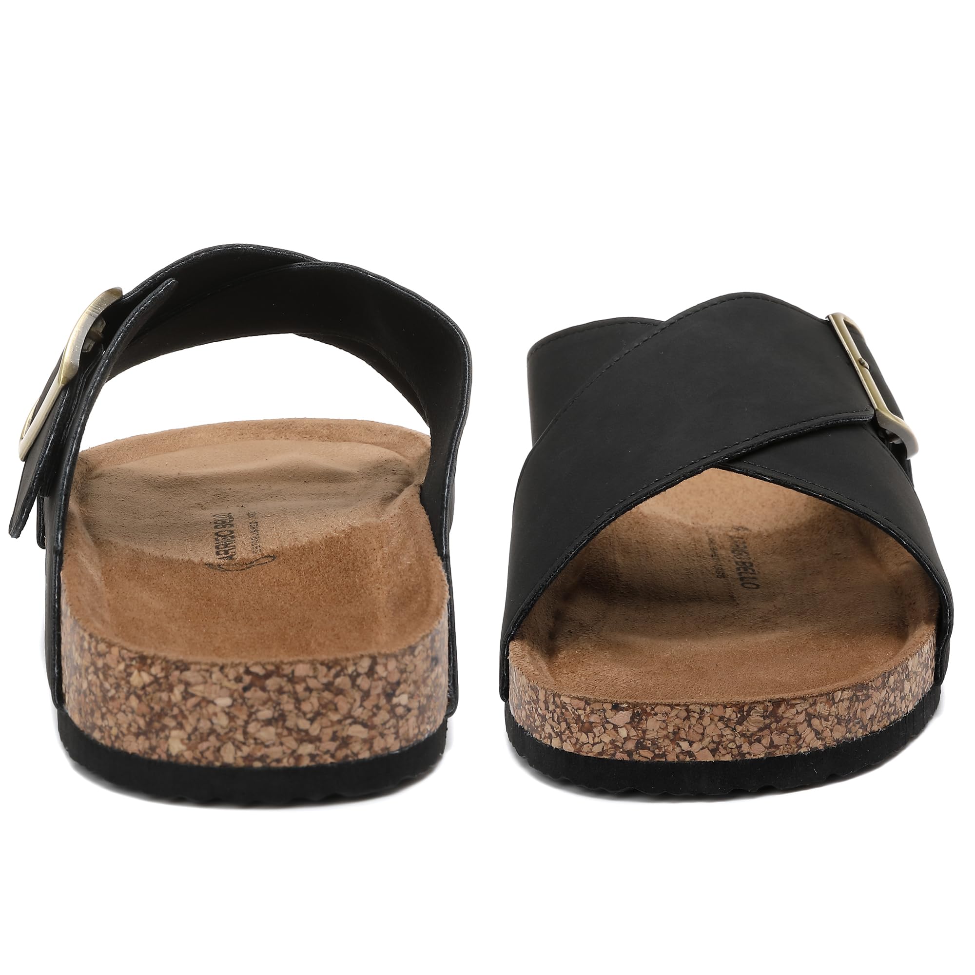 ARRIGO BELLO Mules Sandalias para Hombre Piel Zapatillas Antideslizantes Sandales Ajustables para Exteriores Correas Metálicas Talla 41-46