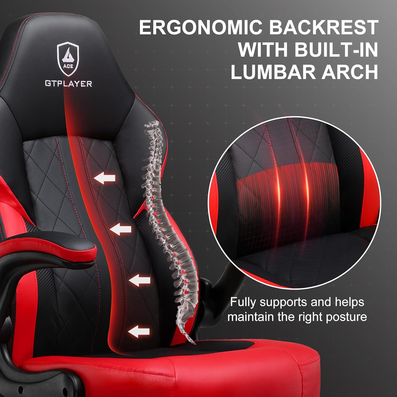71J4xyn8YVL._AC_SL1500_ GTPLAYER Video Gaming Chair, Ergonomic Computer Gaming Chair with Flip-Up Armrests and Adjustable Height, Comfortable Desk Chairs with Built-in Lumbar Support, Recliner with 360°Swivel (Oil Red)