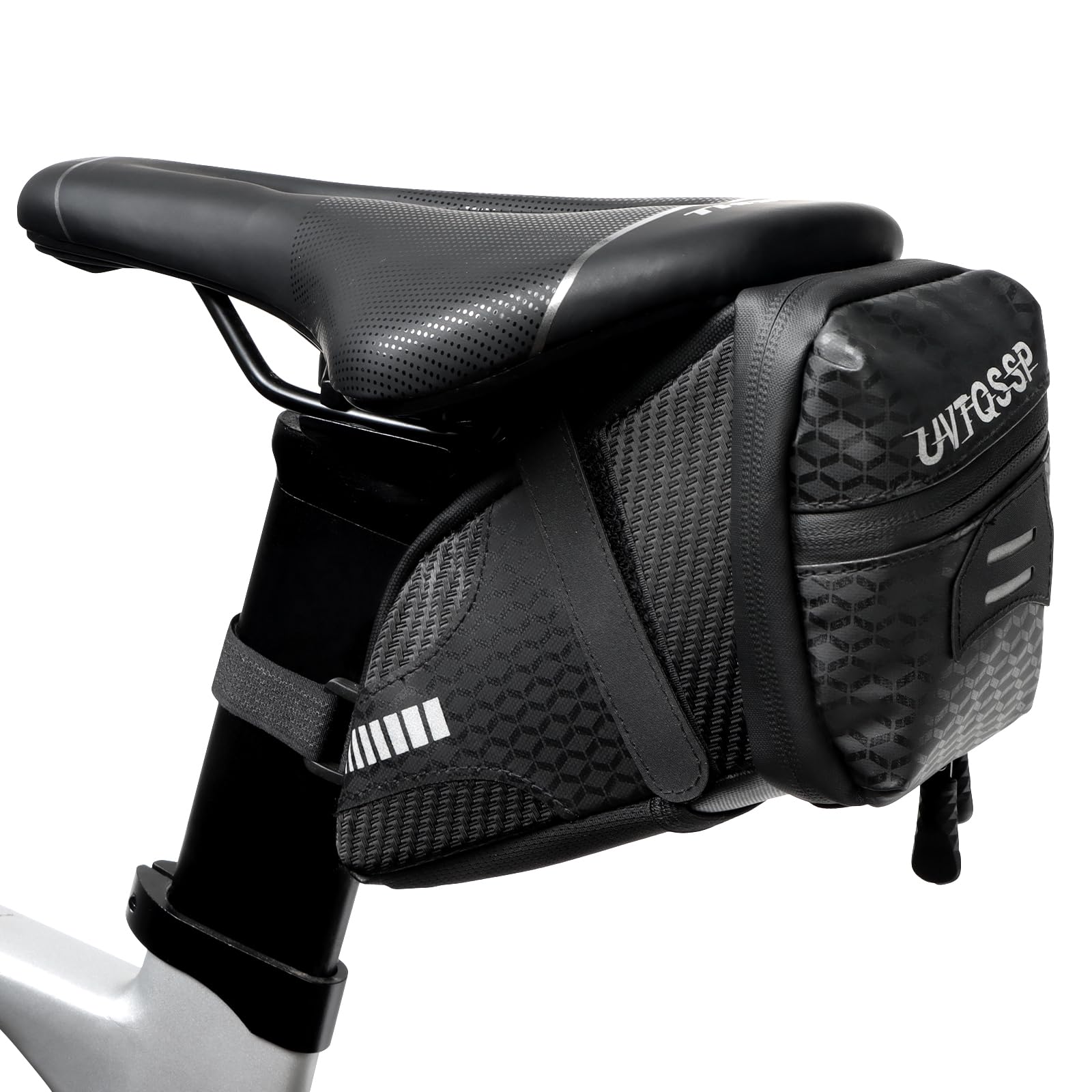 UVTQSSP Ultraleichte Fahrrad Satteltasche, Fahrradsitz Tasche Fahrradtasche mit Klettverschluss Befestigungsriemen ca.1,5L für Rennrad MTB