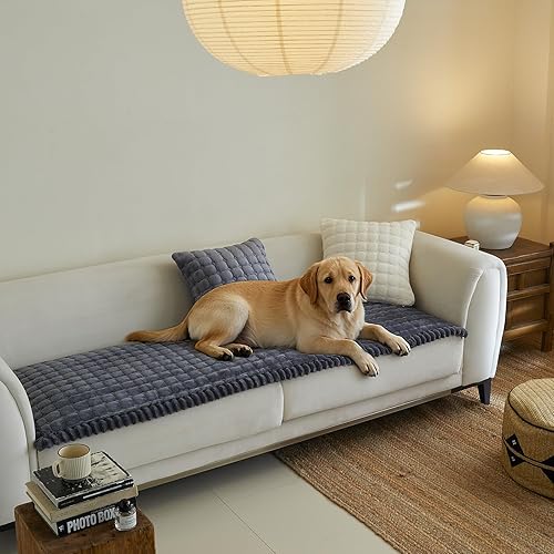 Vista 25 de Fundas de sofá para sofá de 3 cojines, aptas para mascotas, funda de sofá antideslizante lavable Sg-gris claro