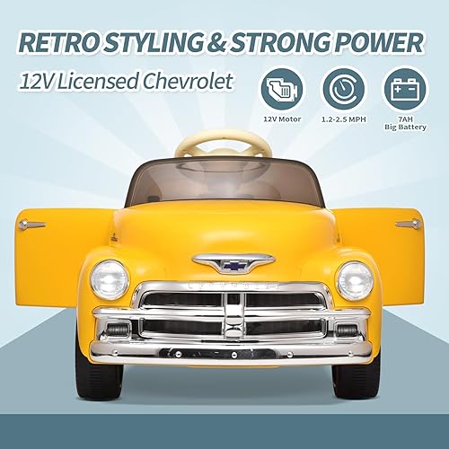 Miniatura 2 de Joywhale Chevrolet 3100 - Auto eléctrico motorizado de 12 V para niños, con batería grande de 7 AH, control remoto de 2.4 G, 3 velocidades, espacio