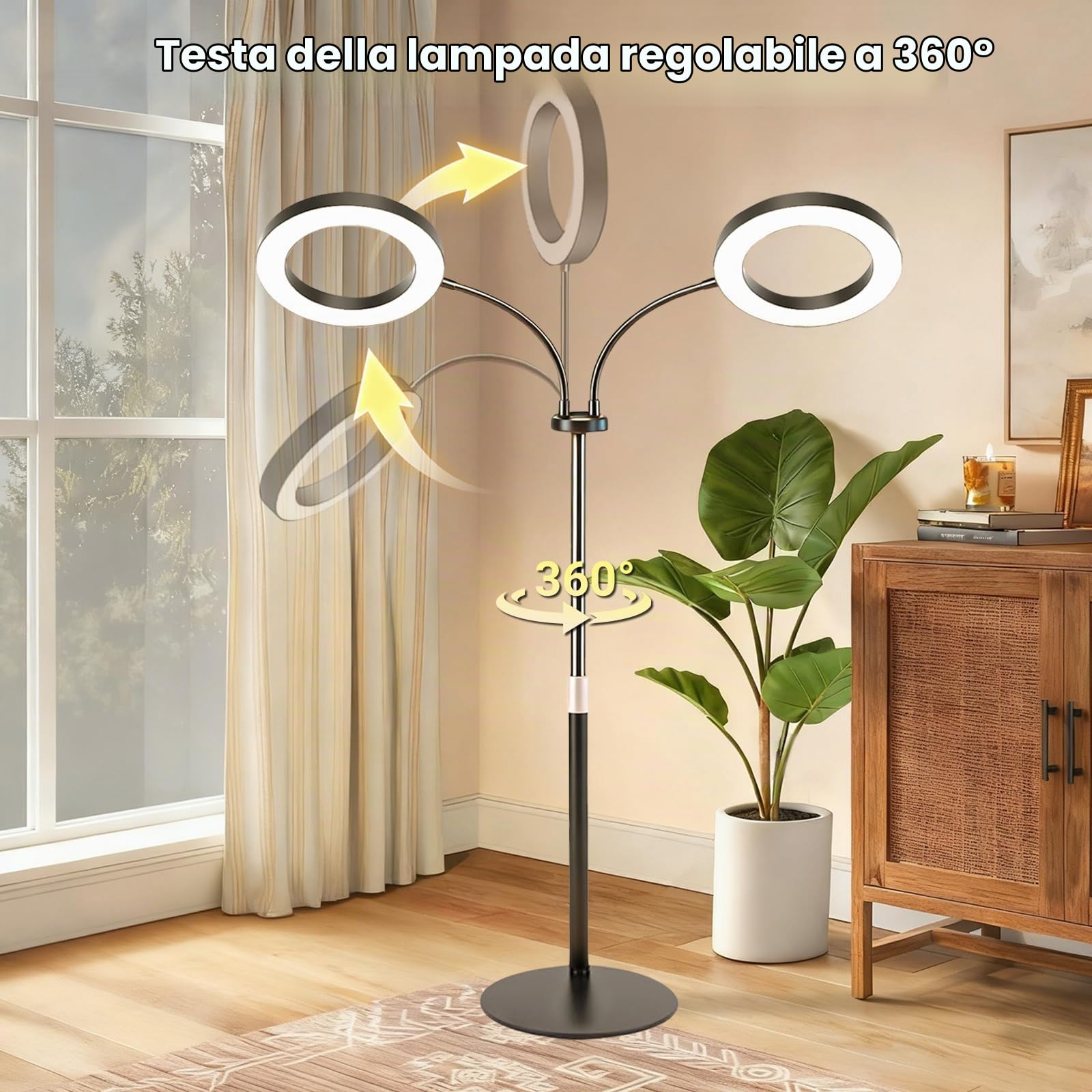 auvstar Lampada per Piante da Interno,Grow Light Piante,2 Teste Luce per Piante da Interno,Lampada LED per Piante con Supporto,Luce di Crescita a Spettro Completo con Timer Auto 3/9/12H,3 Modalità