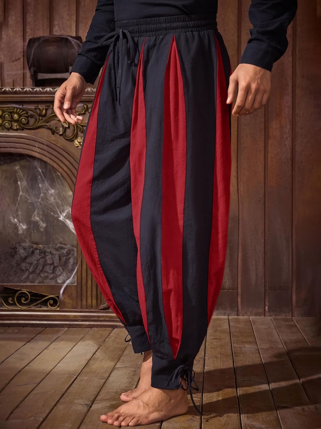 Runcati Mens Medieval Pirate Pants Renaissance Viking Navigator Colonial Cotton Halloween Costume Harem Pants - Image 2