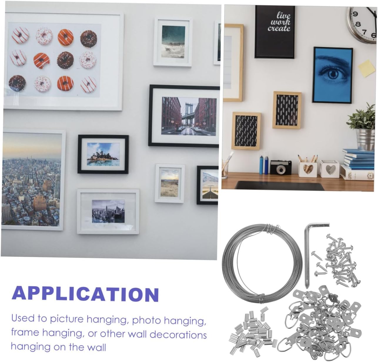 1 Set Photo Frame Hanging Rope Picture Hangers Kit with Screws Picture Hanging Hardware Picture Hanger Assortment Mirror Hanging Kit Picture Hanging Wire Heavy Stainless Steel