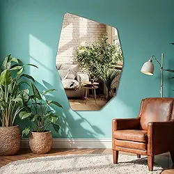 Espelho Orgânico Moai de Parede Estilo Pinterest Moderno para Sala Quarto ou Hall – 44x64 (Preto)