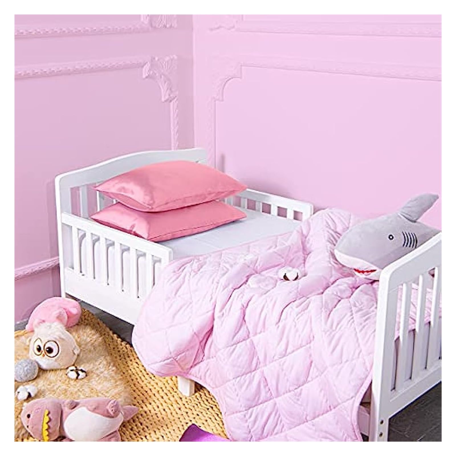 Federa Seta Cuscino Confezione da 2 federe in raso di seta for bambini, 30 x 50 cm, super morbide e setose, for cuscini da viaggio rinfrescanti.(Pink)