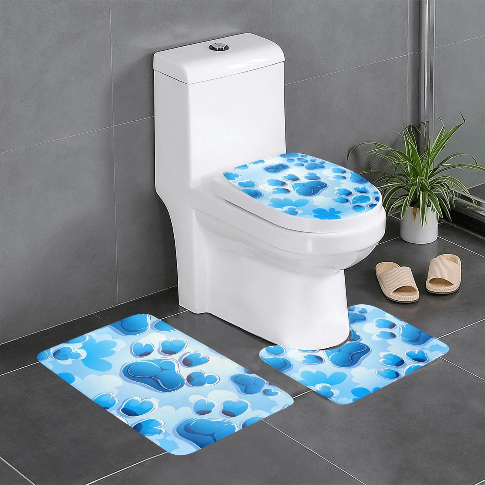 Tapis de douche à motif pattes de chien pour une salle de bain familiale propre