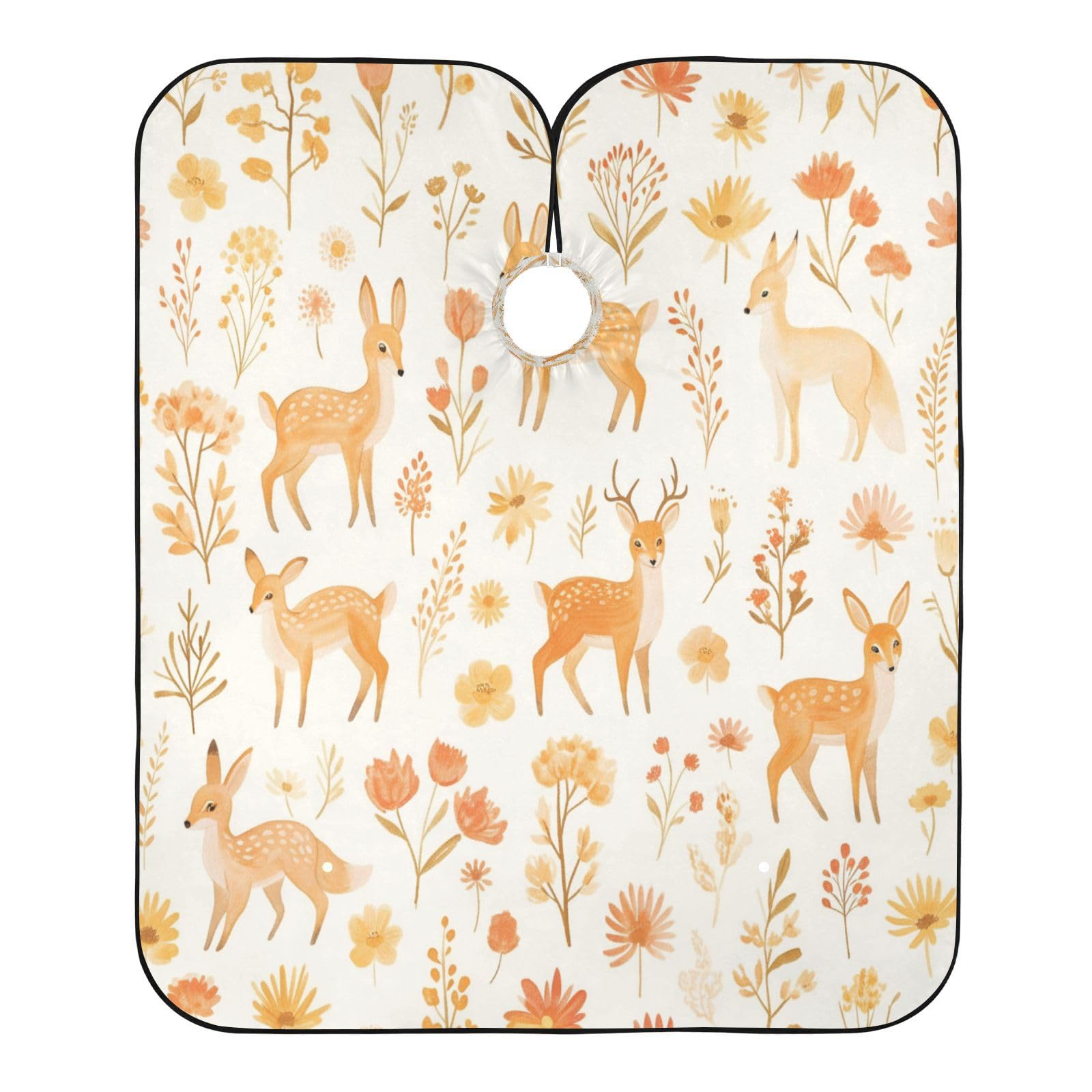 Kigai Deer Flowers Hair Cutting Cape for Men & Women Waterproof Barber Cape Professional Hairdressing Salon Styling Apron with Adjustable Closure Snap