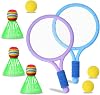 Kid Tennis Racket Sets, 2 Tennis Rackets with3 Badminton ball and 3 Soft Tennis Ball for Boys Girls Leisure Sport Tennis Badminton Beach Outdoor Training Play