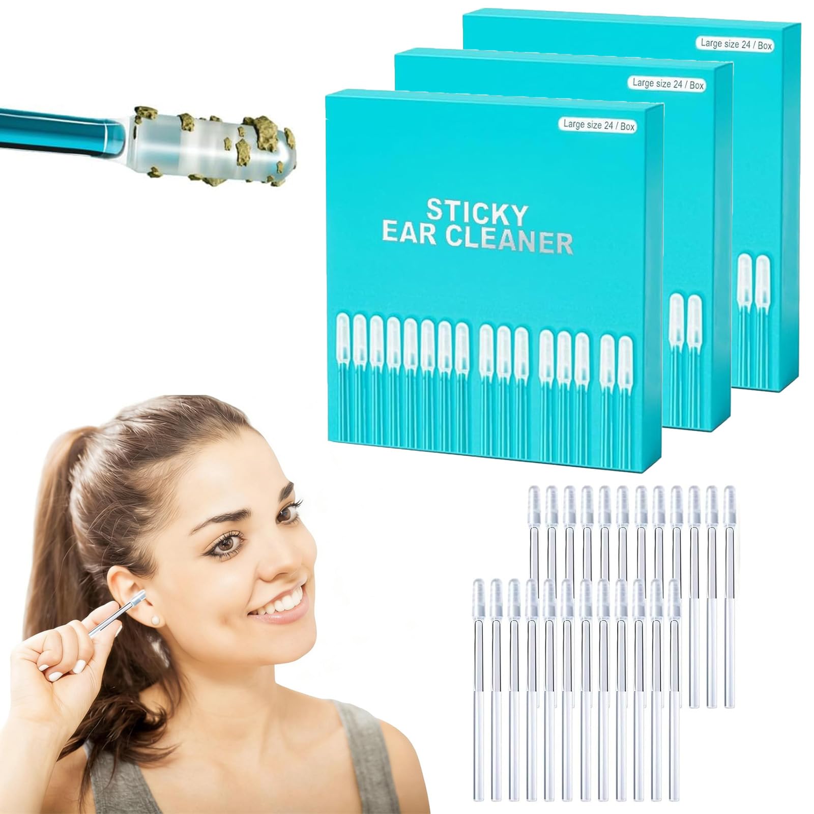 Sticky Ear Cleaning Stick Sticky Ear Cleaners for Adults Earwax Removal Adhesive Swabs Gentle Visible Ears Care with