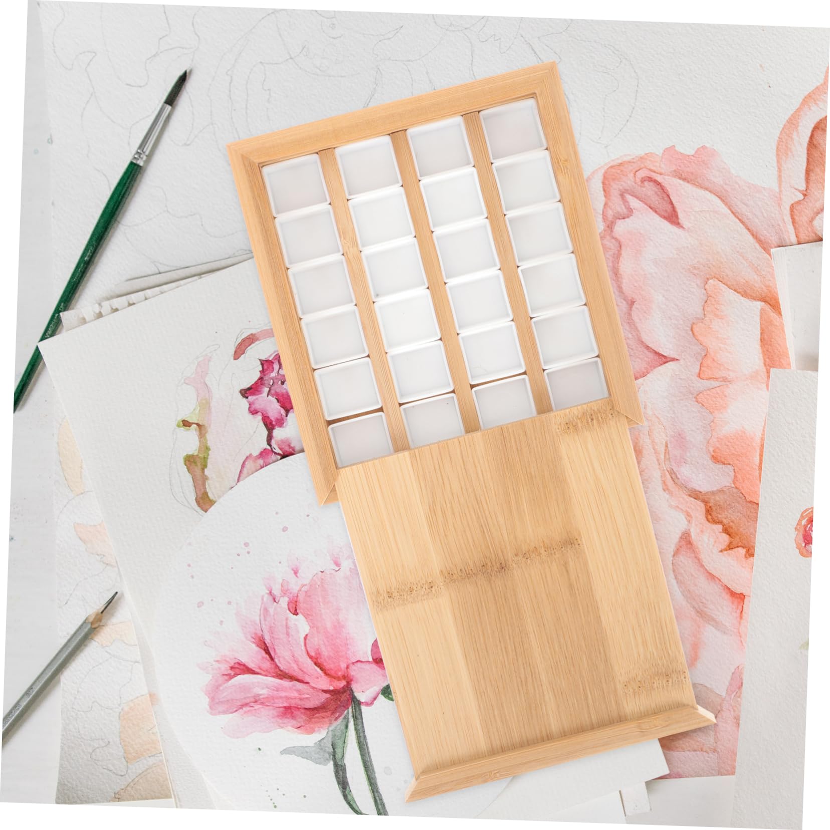 SEWACC 2stücke Watercolor Pigment Holder Mit Fächern Tragbare Malpalette Für Praktische Farb-mischbox Für Wasserfarben Und Gouache Mit Magnetischem Deckel