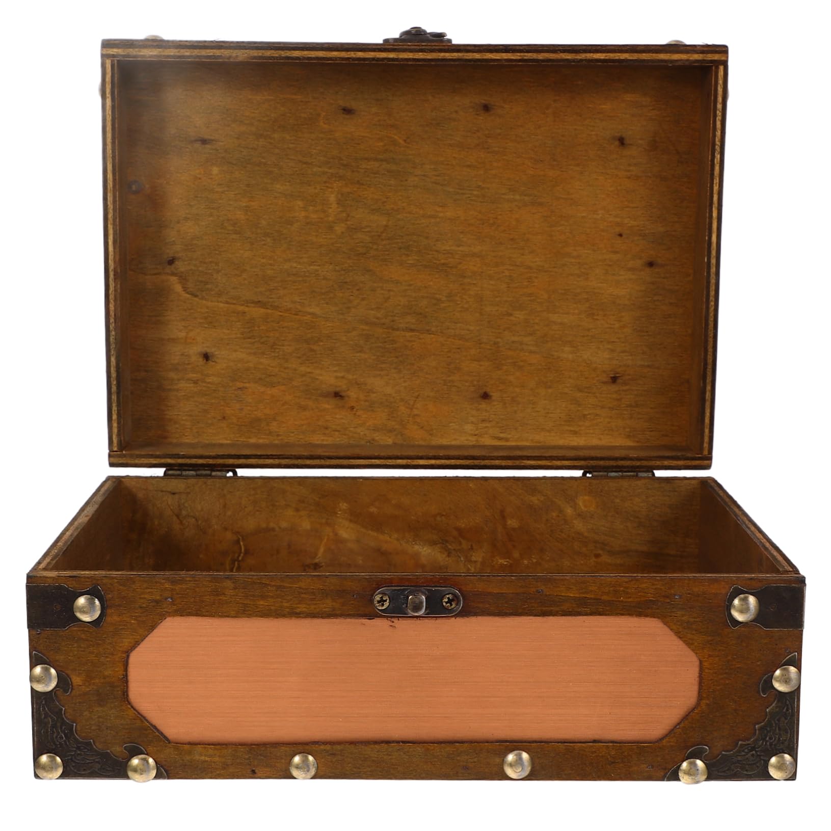 NUOBESTY Small Wooden Treasure Chest Vintage Jewelry Box Lock Handmade Wooden Box Storage for Cards Documents