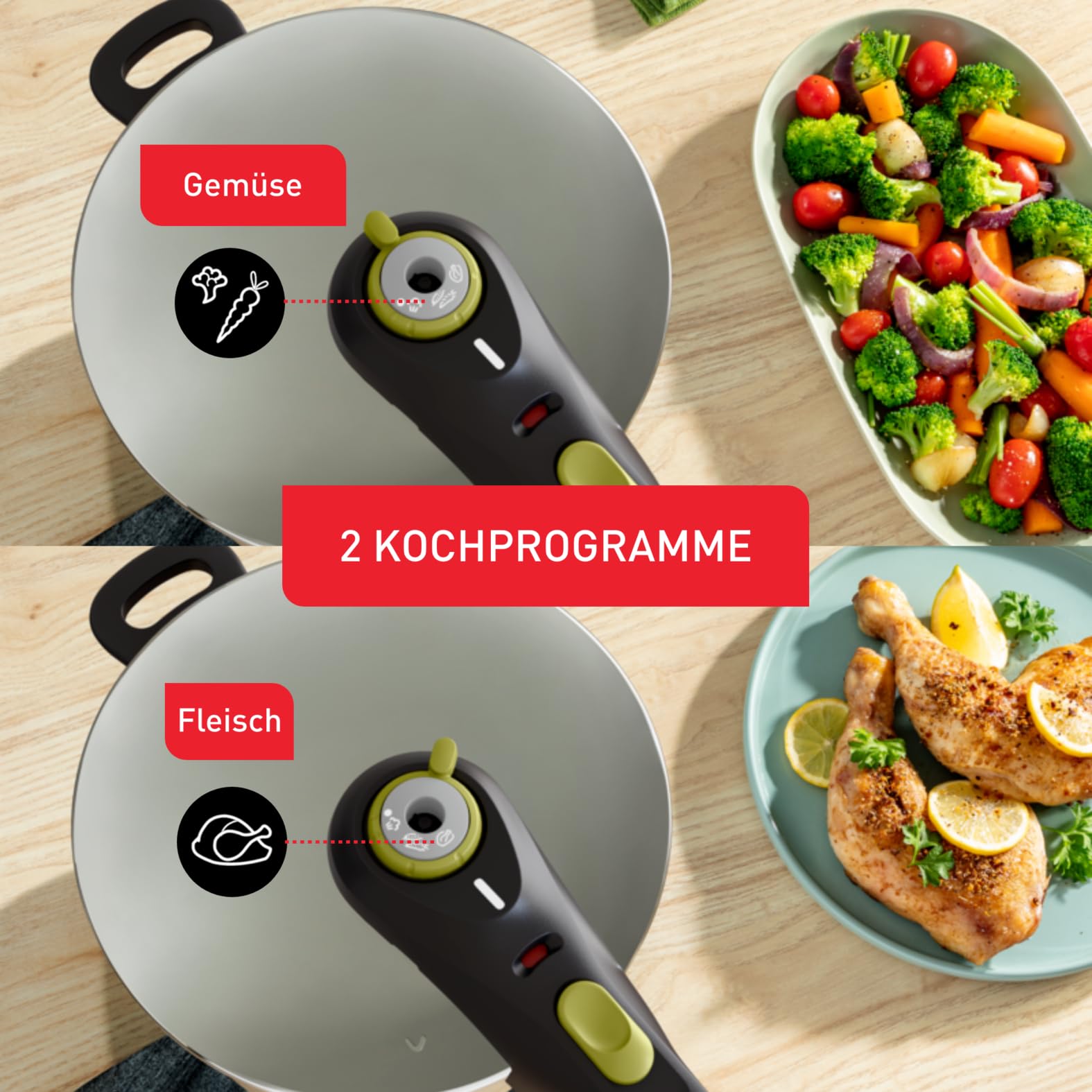 Tefal Secure 5 Neo Schnellkochtopf 6L Edelstahl, 22cm, Korbeinsatz & Dreifuß, 2 Garstufen, Secure 5 Sicherheitssystem, alle Herdarten, induktionsgeeignet, spülmaschinenfest, P2530738