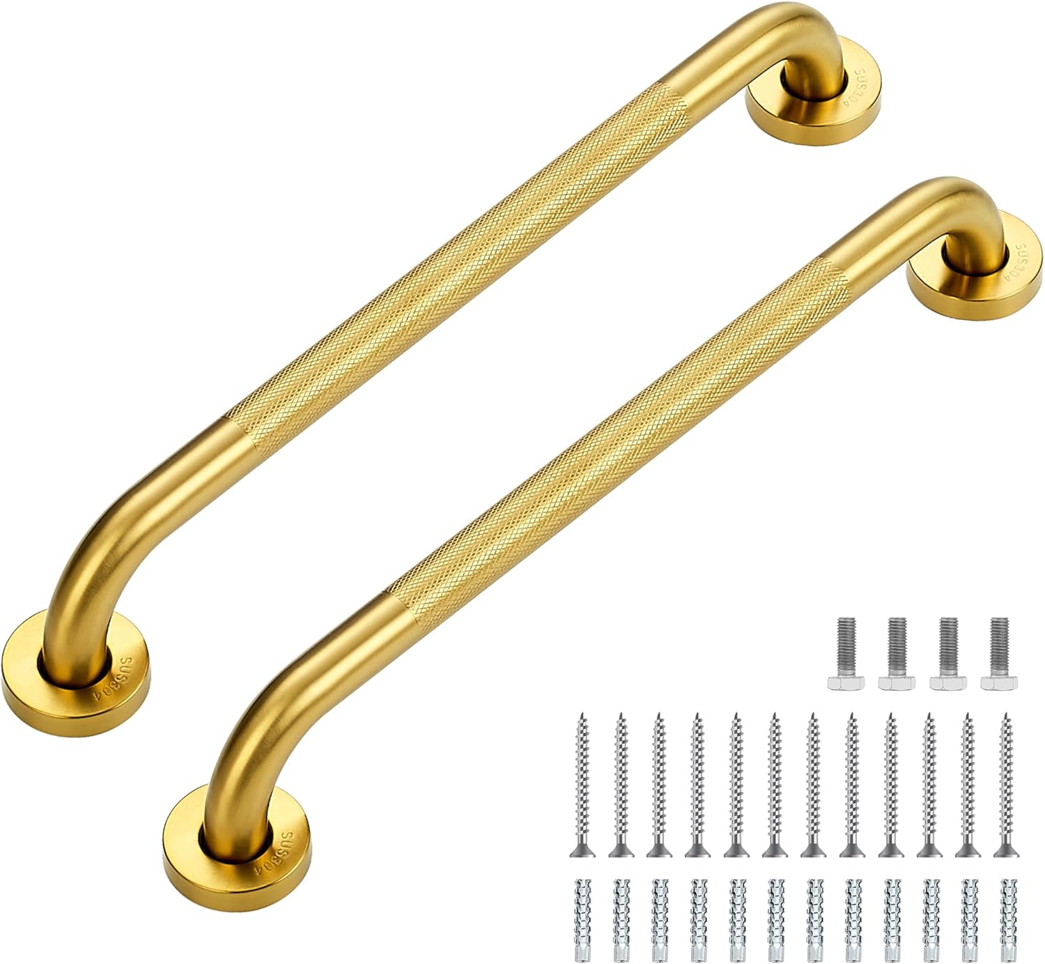 Grab Bars for Shower, 2 Pack 18-Inch Anti Slip Shower Handles for Elderly, Safety Shower Grab Bar, Stainless Steel Handicap Grab Bars for Bathroom,Toilet (Gold, 1" Diameter) 18 Inch Gold 2