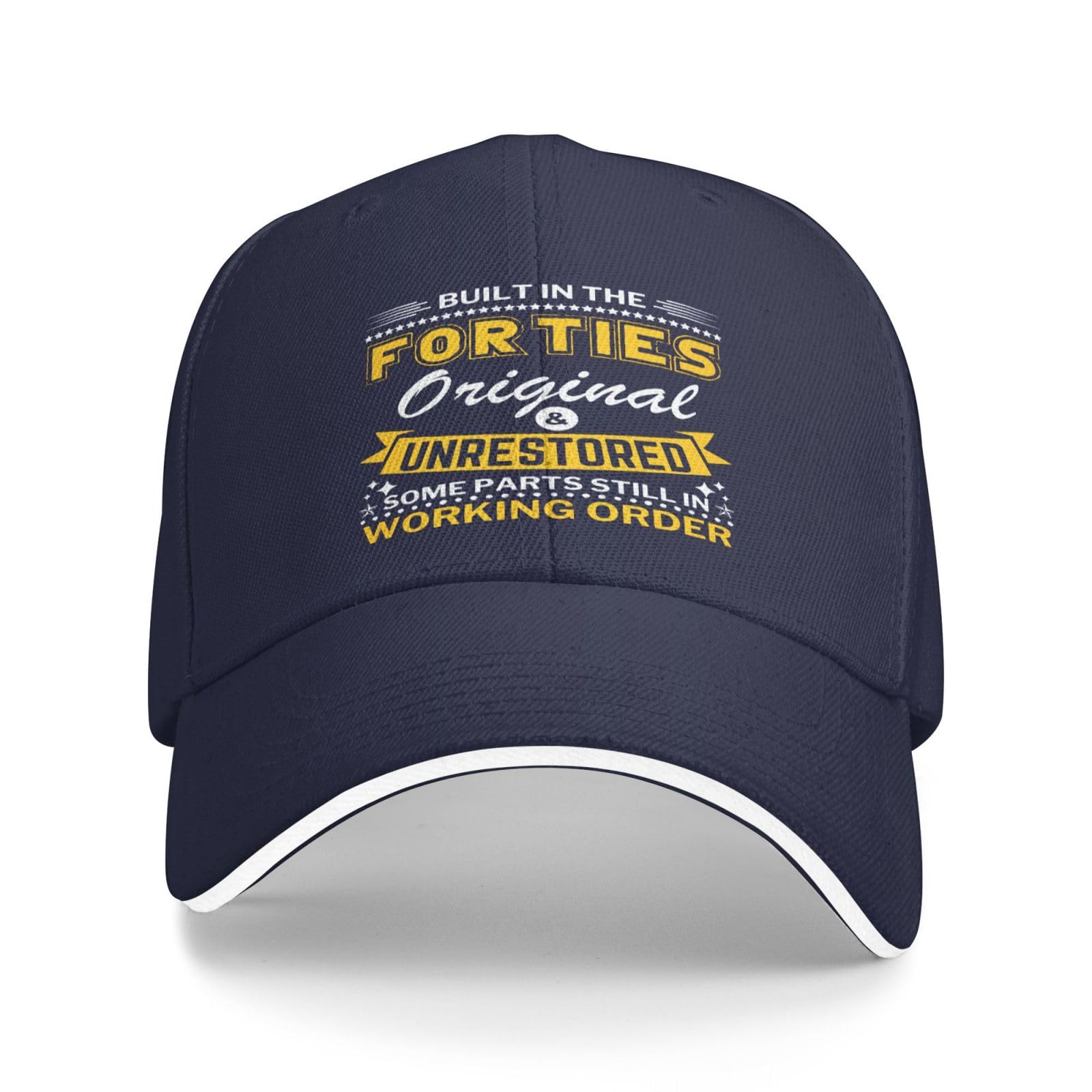 Hlbsdm Unisex Navy Blue Built In The 40S Hat Fifties Birthday Gift 1940 Father's Day Dad Caps Men Women Baseball Cap Dad Trucker Hat Black